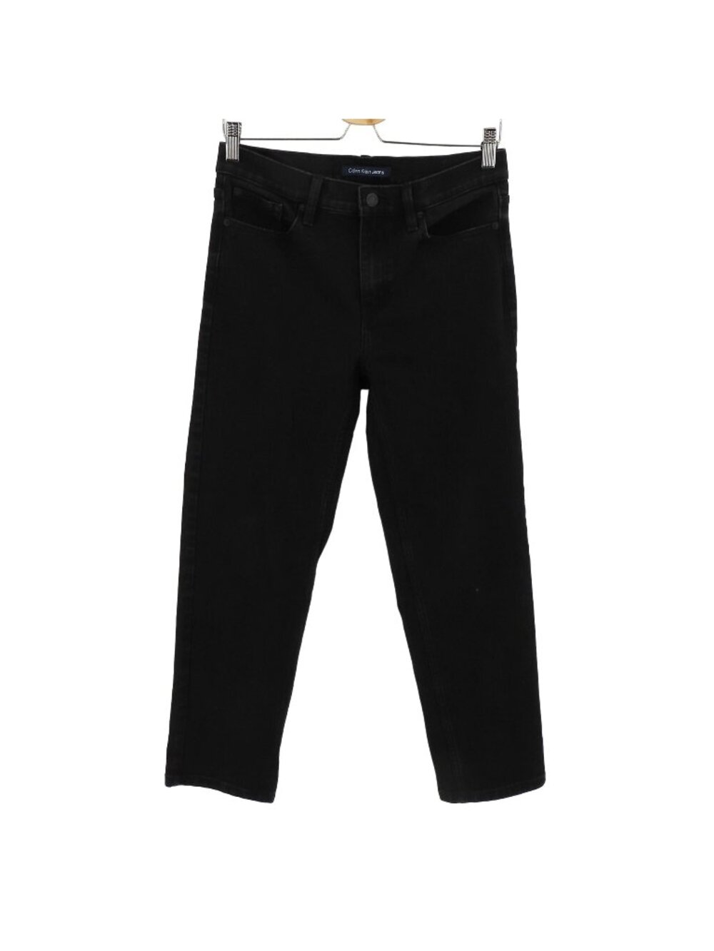 Calvin Klein Womens 4 Straight Leg Black Dark Wash Denim Jeans Cotton Blend